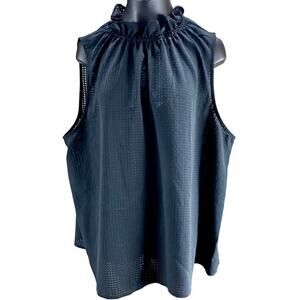 Who What Wear semi-sheer black sleeveless blouse pull over mock neck size XL